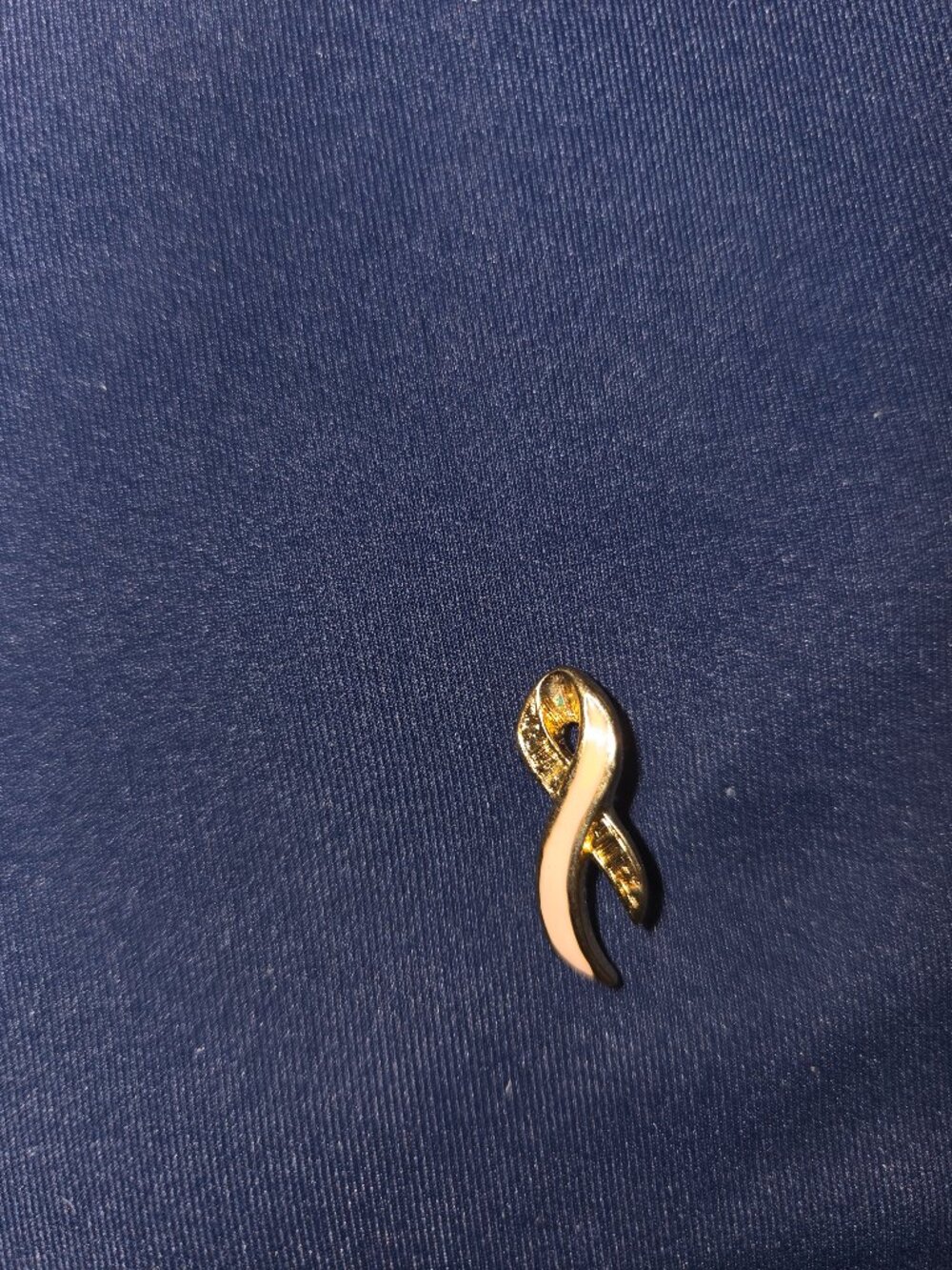 Gold Tone Pink Ribbon Breast Cancer Awareness Lapel Pin